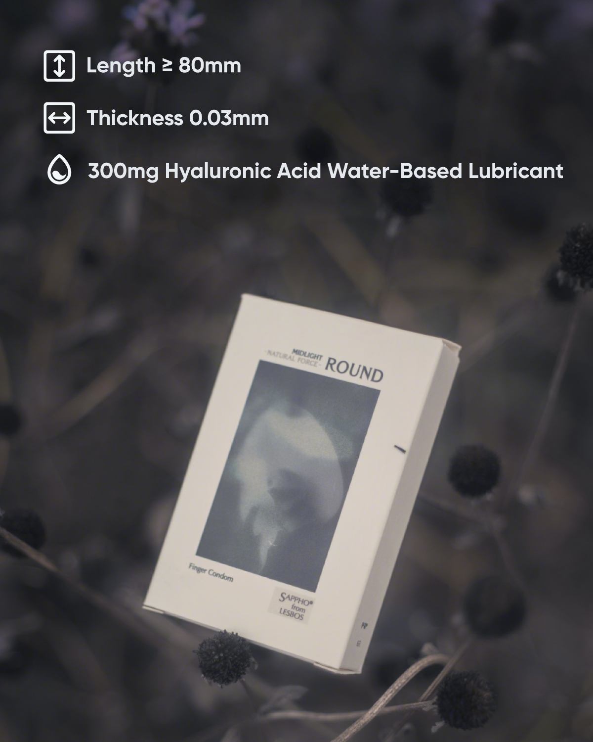 Sappho from lesbos Natural Force midnight round finger condom rose scent 12count