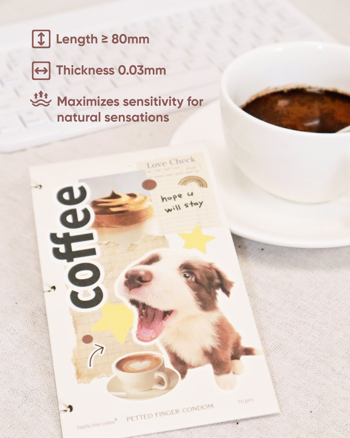 Sappho from lesbos Puppy Finger Condom, Waffle Pattern, 16 count