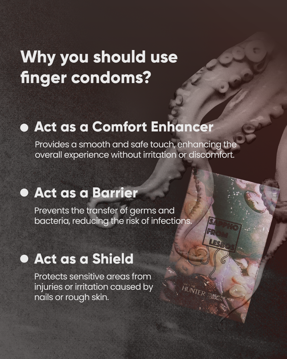 Sappho from lesbos Ribbed & Dotted 4-Layer Patented Finger Condom, 12 count