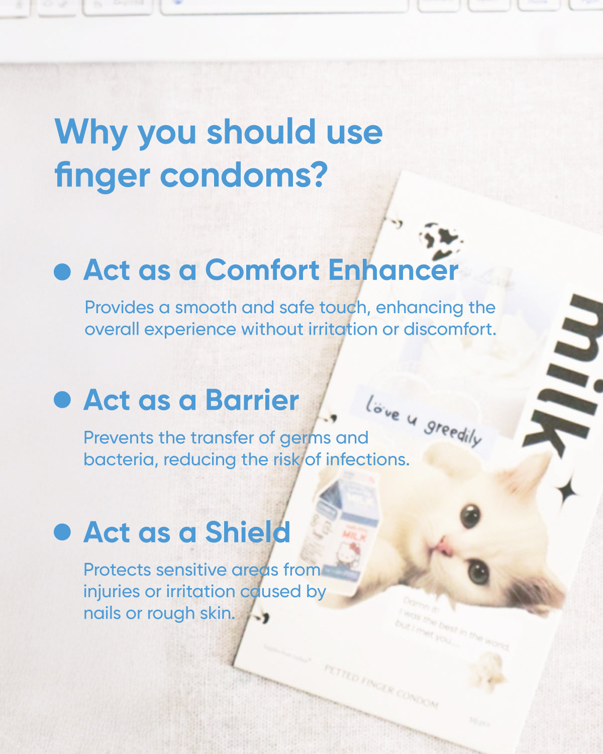 Sappho from lesbos Kitty Finger Condom, Honeycomb Pattern, 16 count