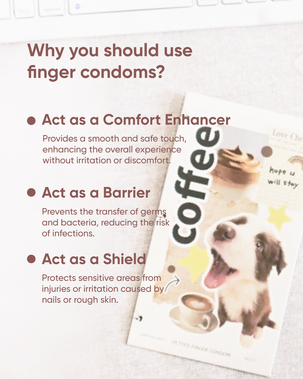 Sappho from lesbos Puppy Finger Condom, Waffle Pattern, 16 count