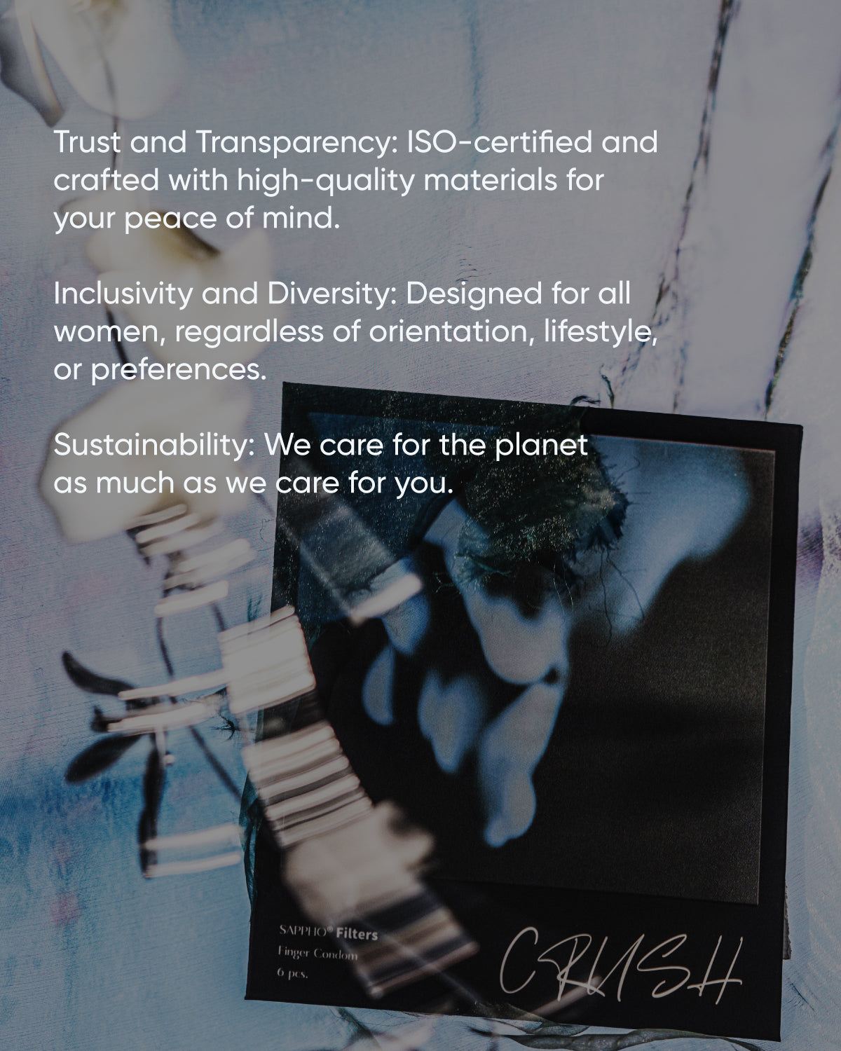 Sappho from lesbos Crush Blue Filter Finger Condom, 12 count, Cooling Sensation