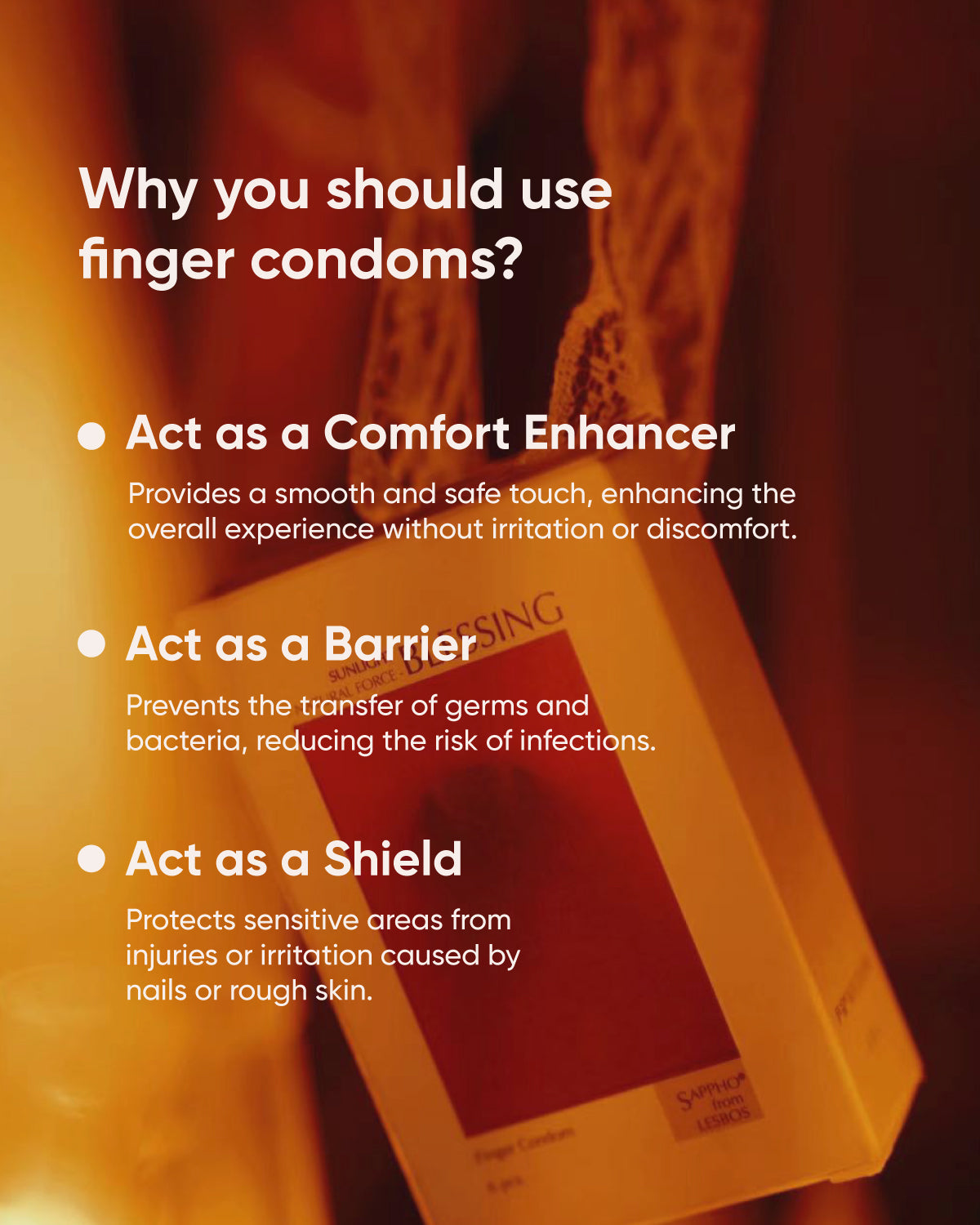 Sappho from lesbos Natural Force Sunlight Blessing Finger Condom Neroli Scent, 12 count