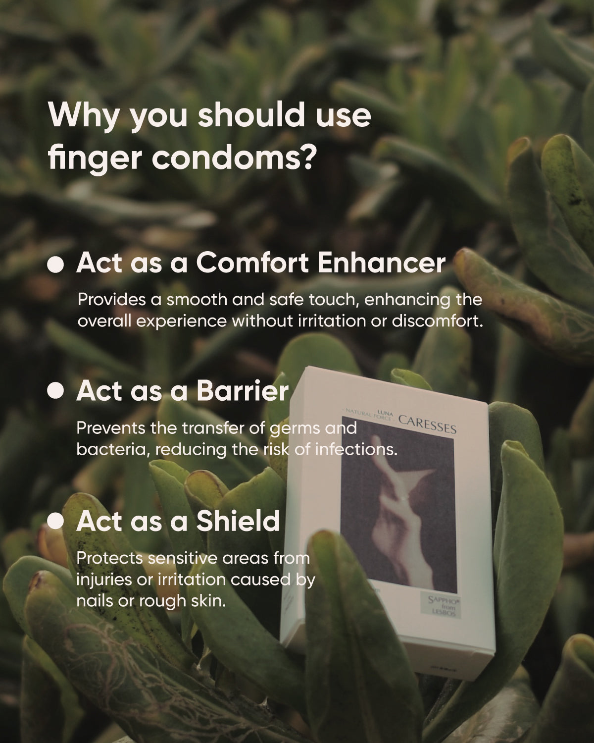 Sappho from lesbos Natural Force Luna Caresses Finger Condom Vetiver scent, 12 count