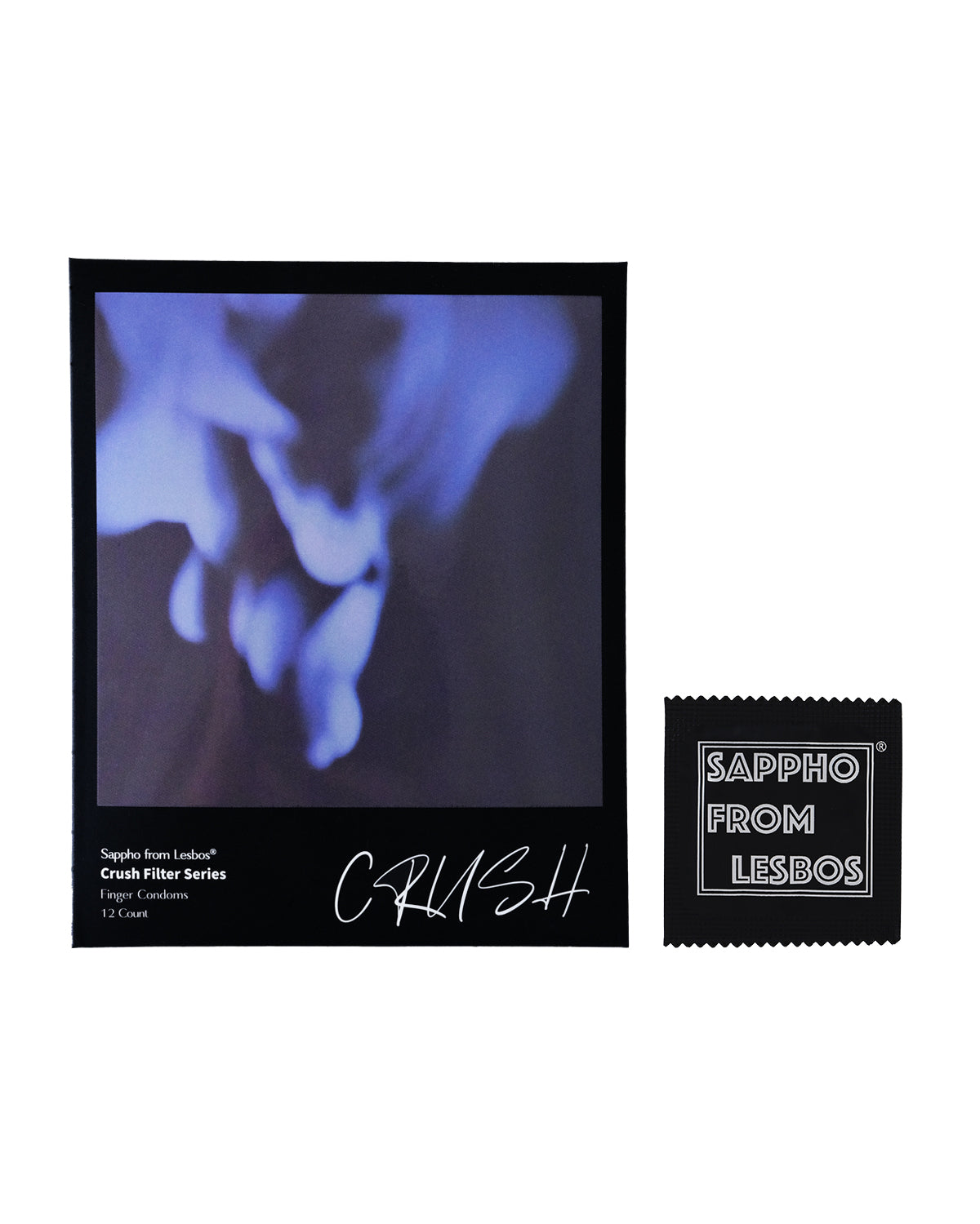 Sappho from lesbos Crush Blue Filter Finger Condom, 12 count, Cooling Sensation